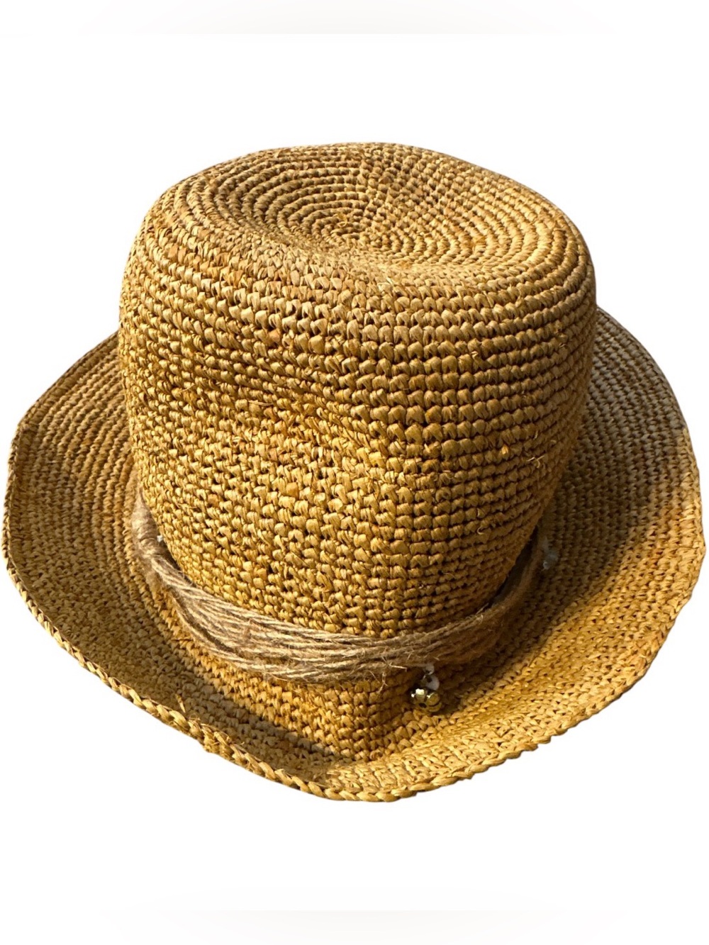 Woven Straw Traveler Hat with Rope Band - Tan